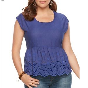 SONOMA XLP  CUTOUT HEM BLUE COTTON TOP